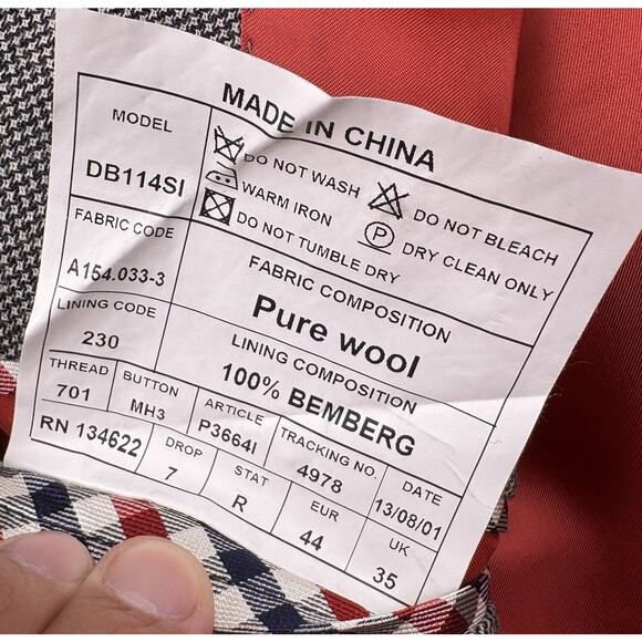 SuitSupply Blazer Mens 34R Gray Drago Vantage Jacket Wool Houndstooth Sport Coat - Picture 5 of 11